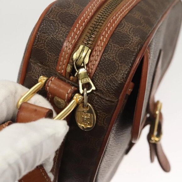 CELINE Macadam Canvas Shoulder Bag PVC Brown Gold - Picture 9 of 16